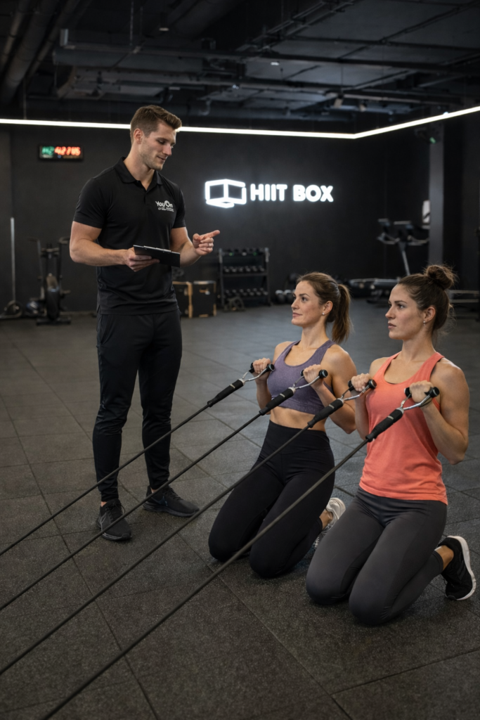 Entrenamiento dual para dos amigas con entrenador personal
